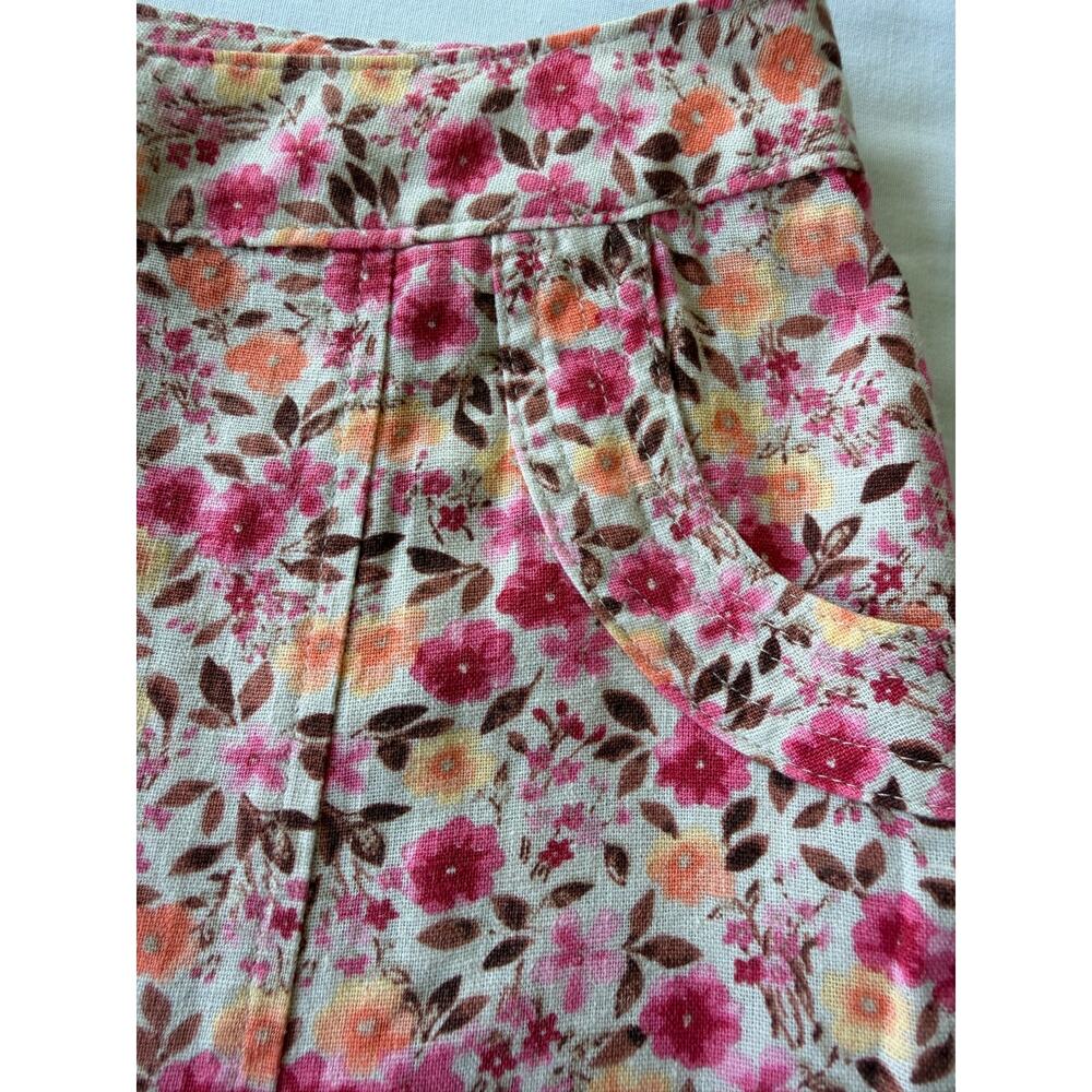 Cottagecore Christopher & Banks Linen/Rayon Floral Skirt 6 Garden Party Prairie